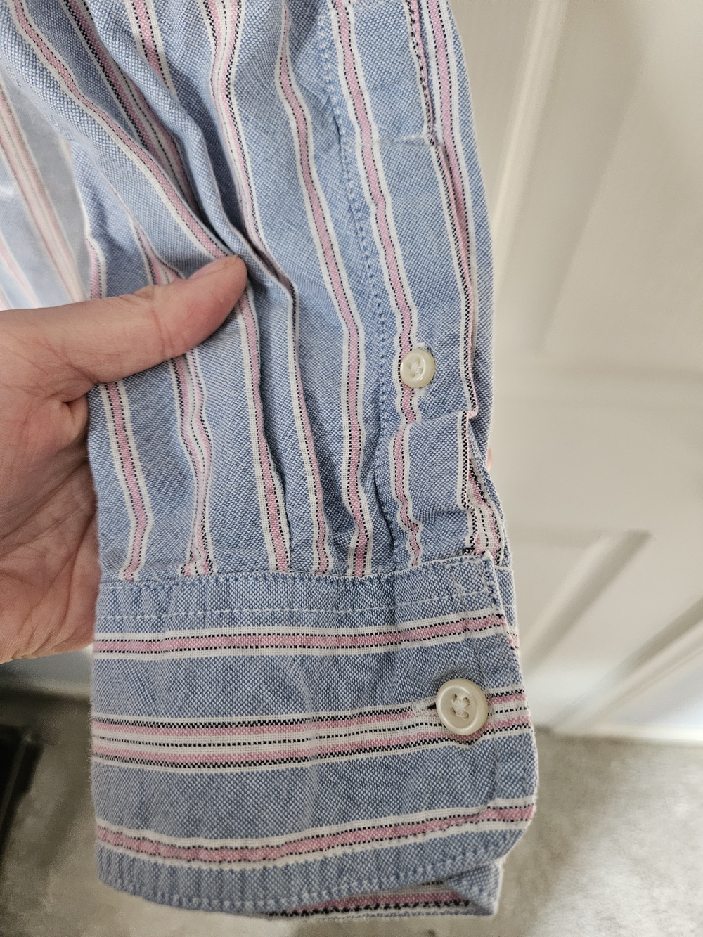Chaps Womens Blue and Pink Stripe Button-Down Shirt 100% Cotton - Picture 6 of 16